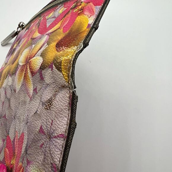 Rebecca Minkoff Bifold Long Compact Wallet PVC Pink Yellow Floral Print Snap - Picture 12 of 16